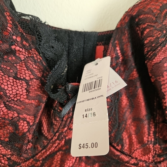 Cacique Lace details black red Corset Top Size 14/16 NWT - Picture 4 of 7